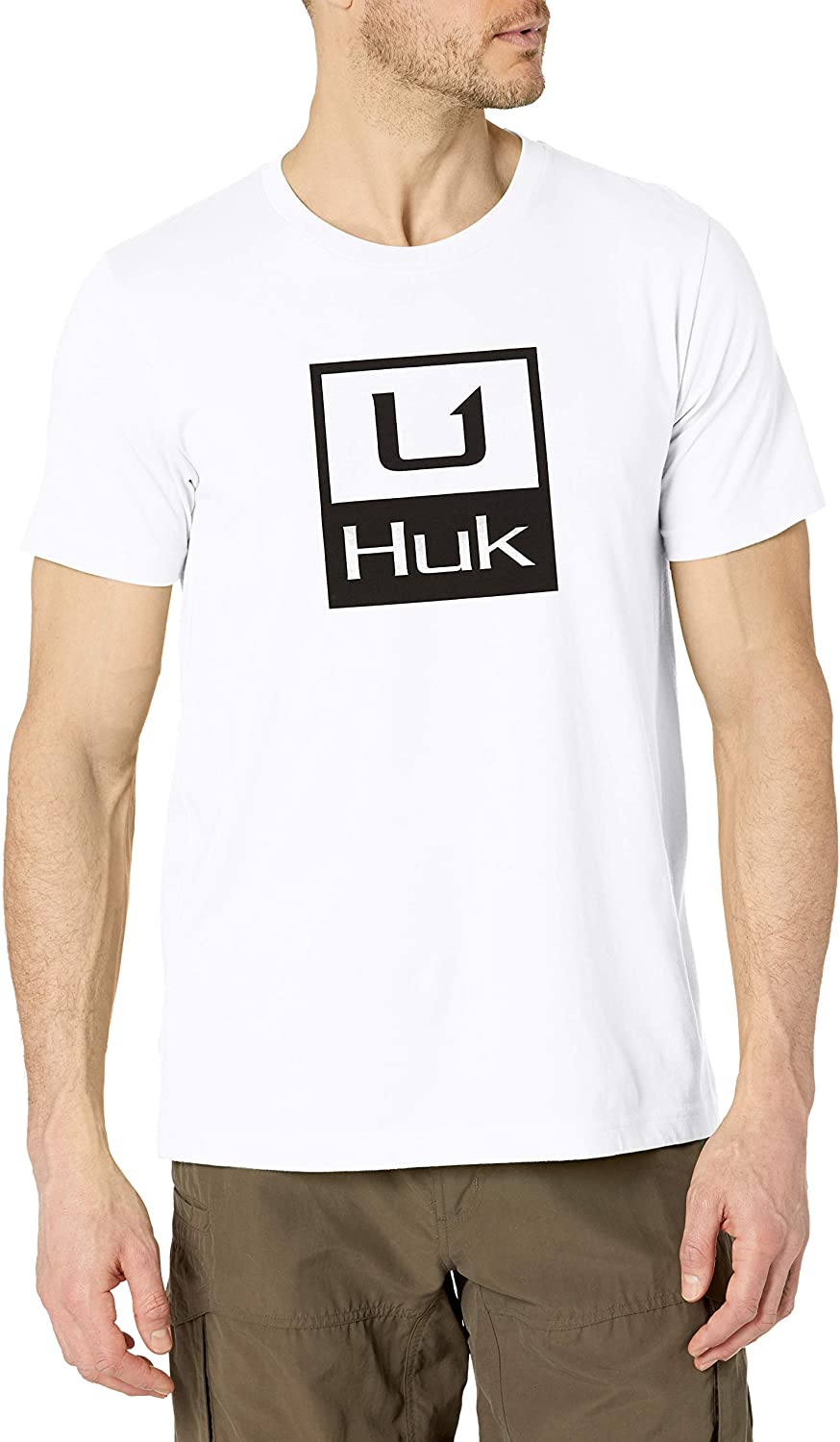 Men's Huk Huk'd Up Performance Tee in White from the front