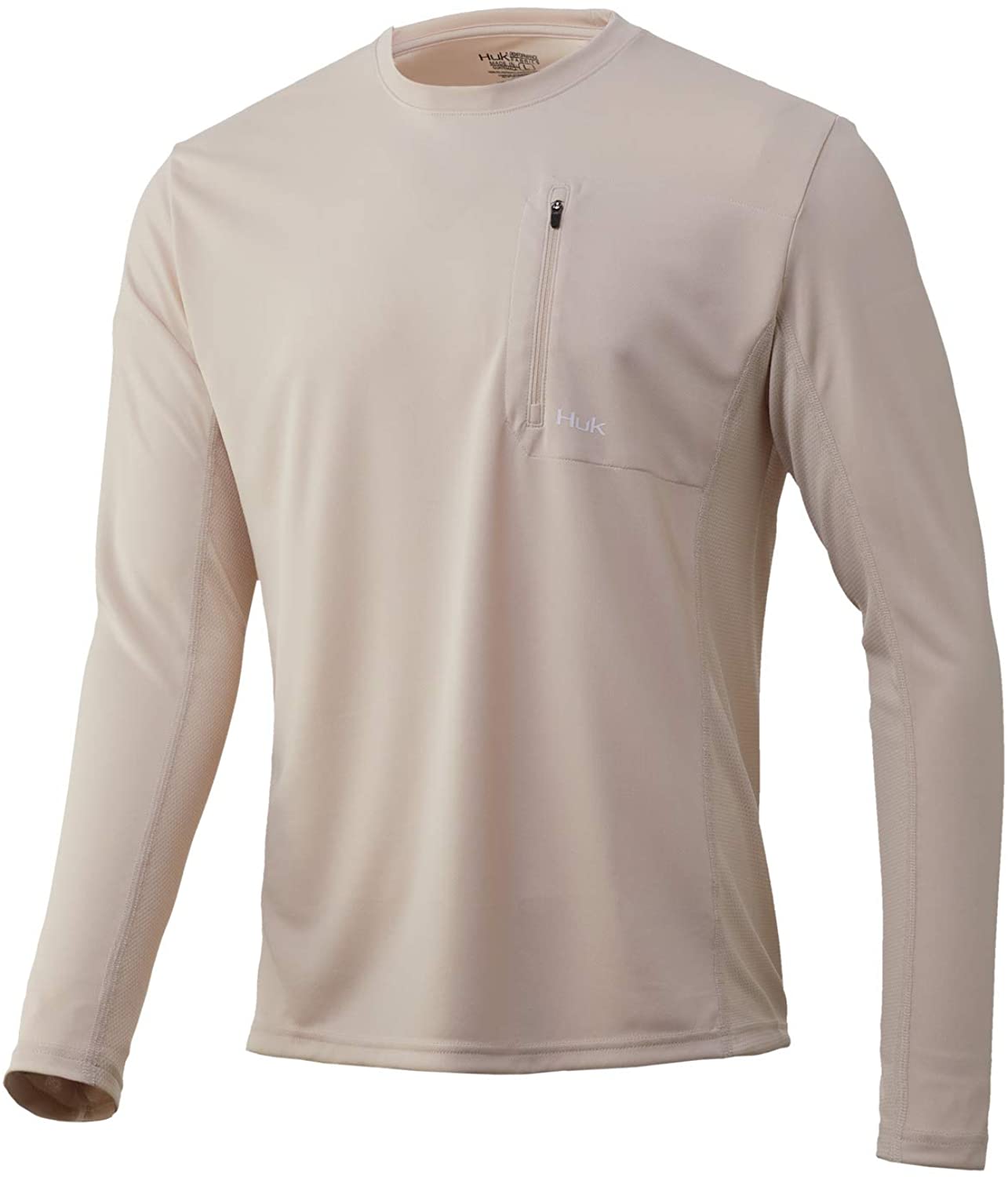 Men's Huk Icon X Pocket Long Sleeve Shirt in Bone from the front