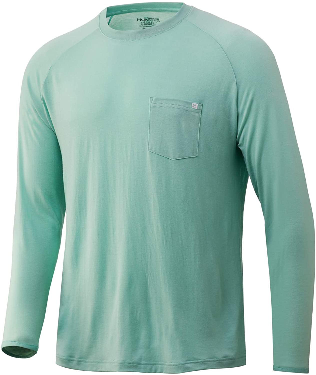 Men's Huk Waypoint Long Sleeve Shirt in Lichen from the front