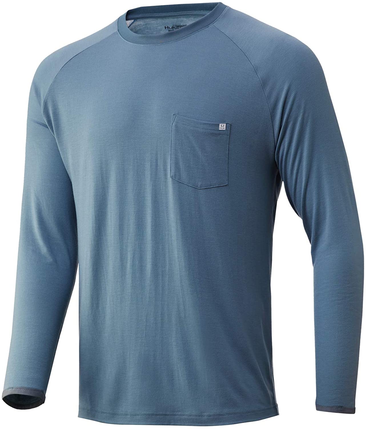 Men's Huk Waypoint Long Sleeve Shirt in Silver Blue from the front