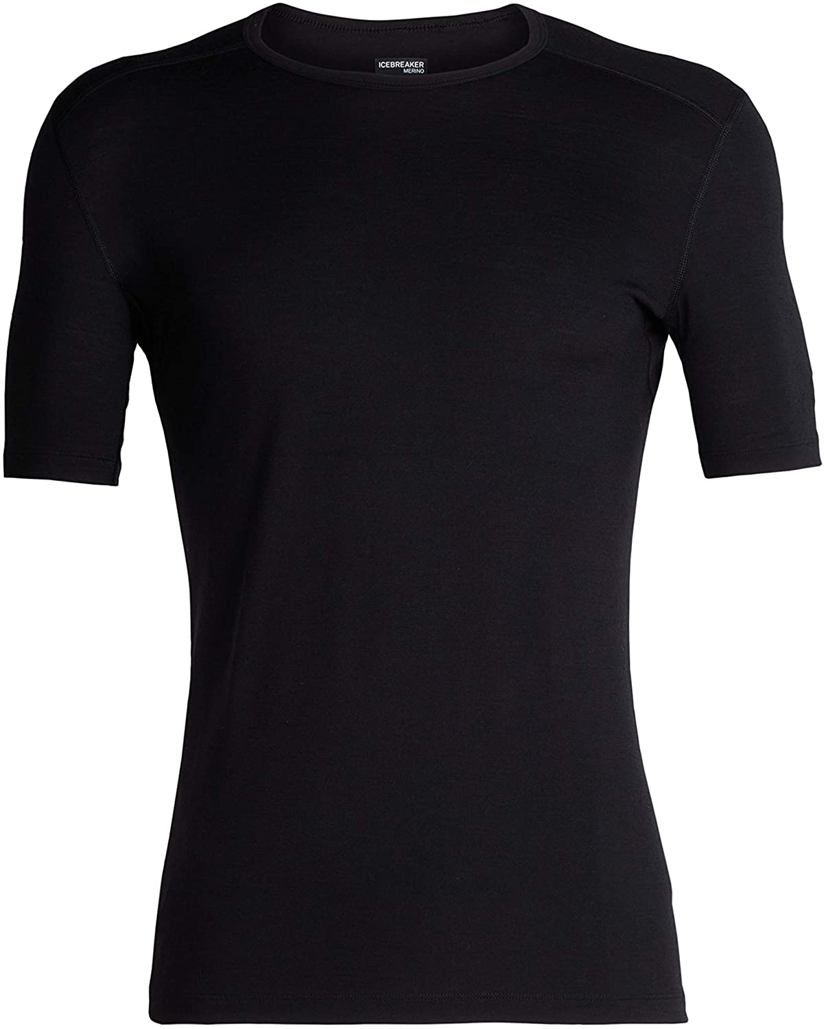 Men's Icebreaker Merino 200 Oasis Short Sleeve Crewe Thermal Top in Black from the front