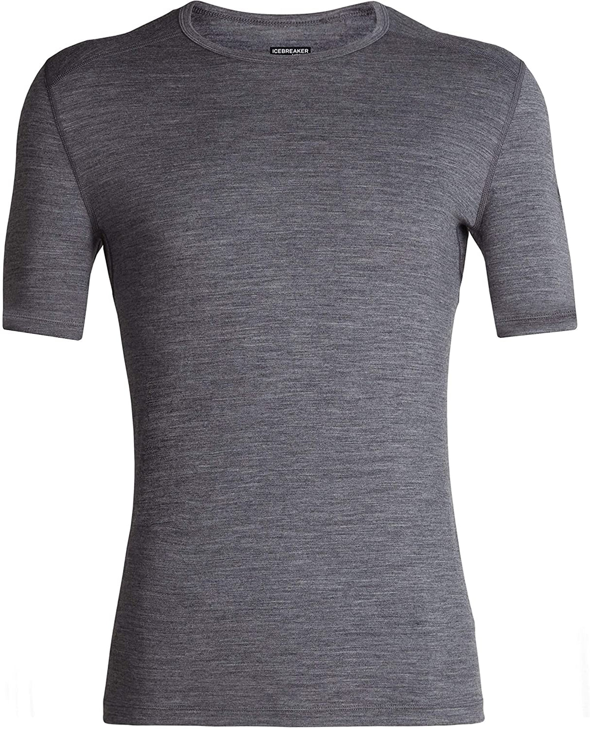 Men's Icebreaker Merino 200 Oasis Short Sleeve Crewe Thermal Top in Gritstone Heather from the front