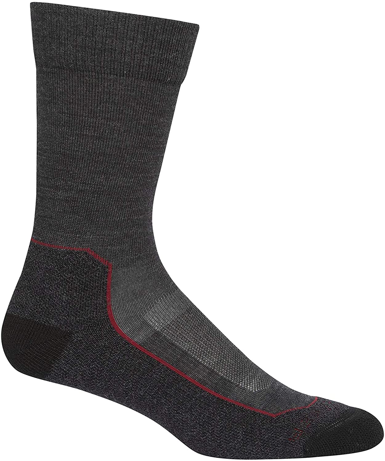 Men's Icebreaker Merino Hike Plus Light Crew Socks in Jet Heather from the front