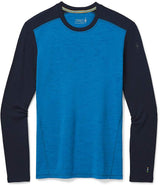 Men's Smartwool Merino 250 Baselayer Crew in Neptune Blue Heather-Deep Navy