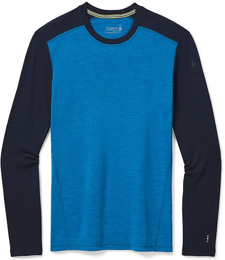 Men's Smartwool Merino 250 Baselayer Crew in Neptune Blue Heather-Deep Navy