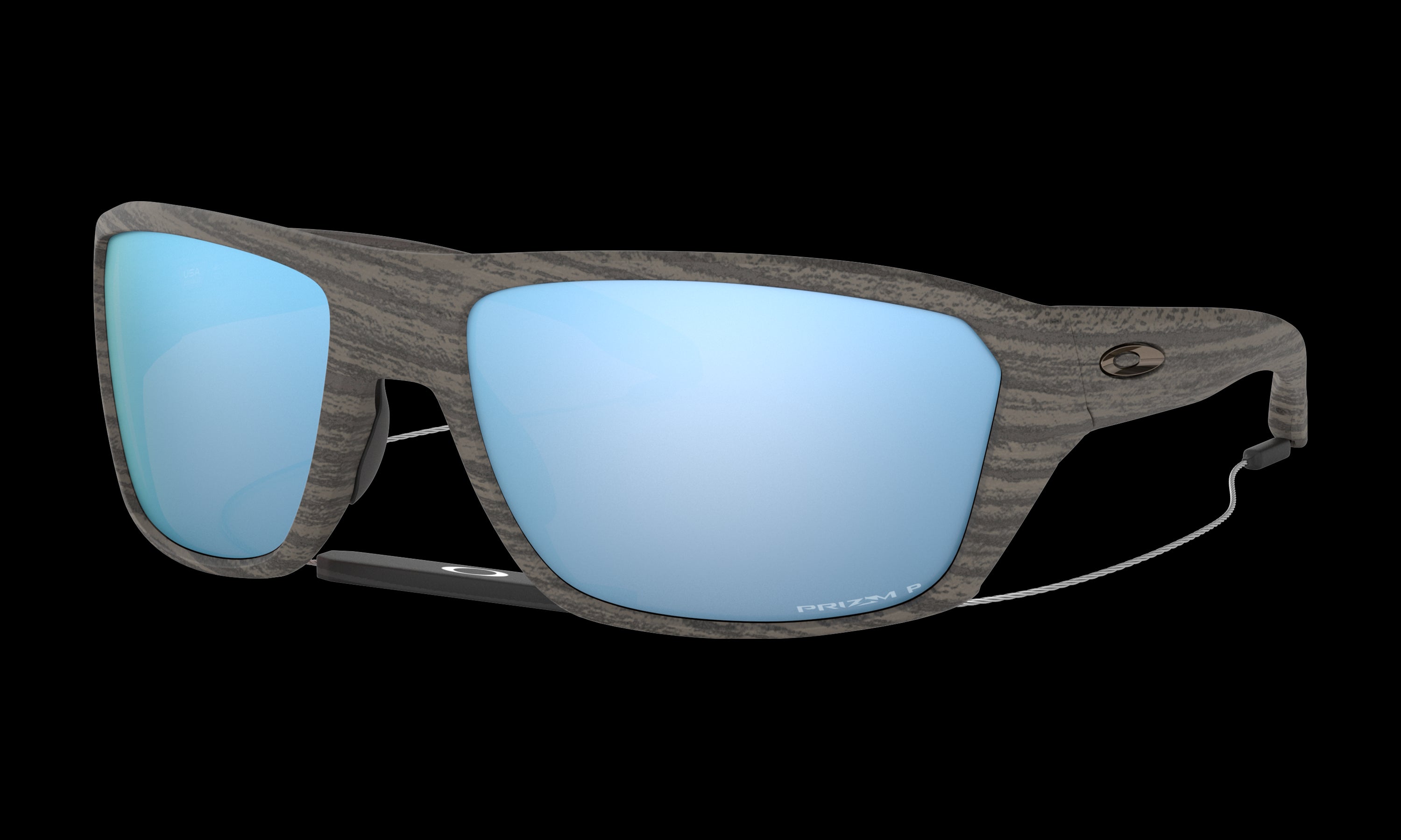 Men's Oakley Split Shot Sunglasses in Woodgrain Prizm Deep Water Polarized 