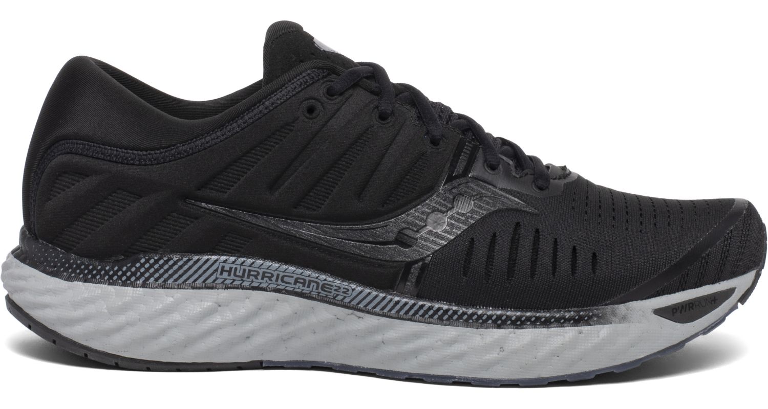 Saucony Men's Hurricane 22 Running Shoe in Blackout from the side