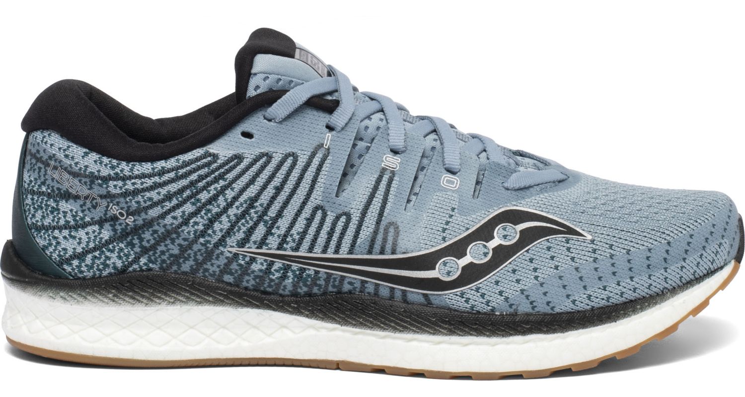 Saucony Men's Liberty Iso 2 Running Shoe in Indigo/Black from the side