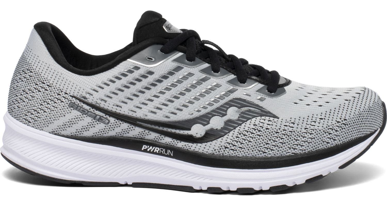 Saucony Men's Ride 13 Running Shoe in Alloy/Black from the side