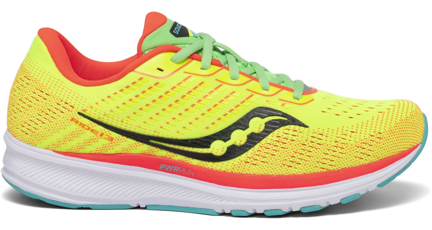 Saucony Men's Ride 13 Running Shoe in Citron Mutant from the side