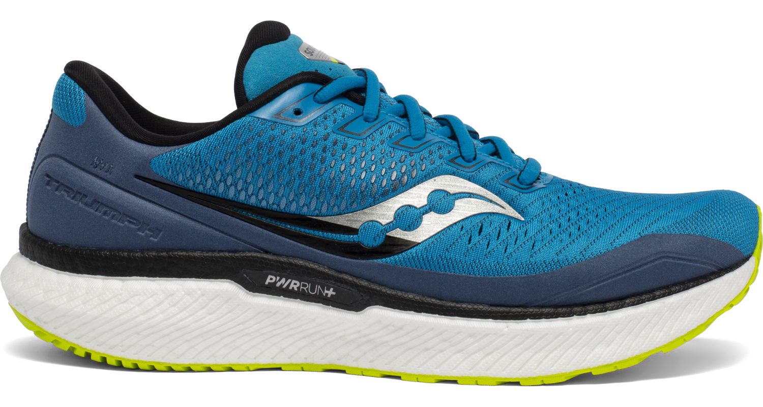 Men's Saucony Triumph 18 Running Shoe in Cobalt/Storm from the side