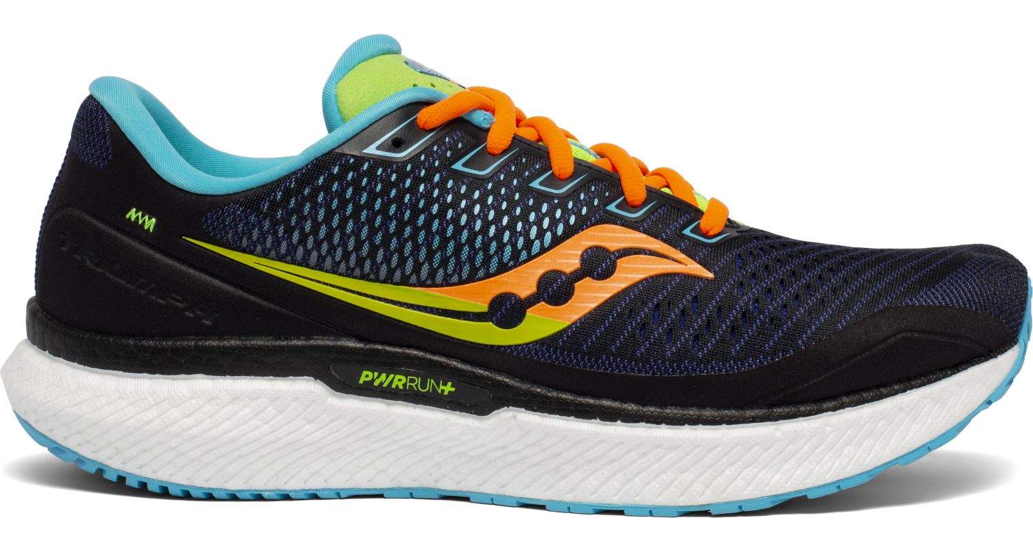 Men's Saucony Triumph 18 Running Shoe in Future/Black from the side
