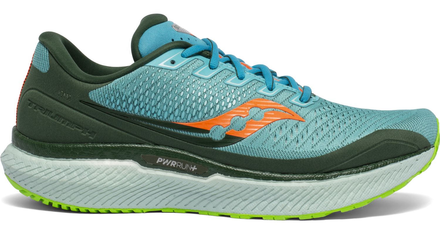 Men's Saucony Triumph 18 Running Shoe in Future/Blue from the side