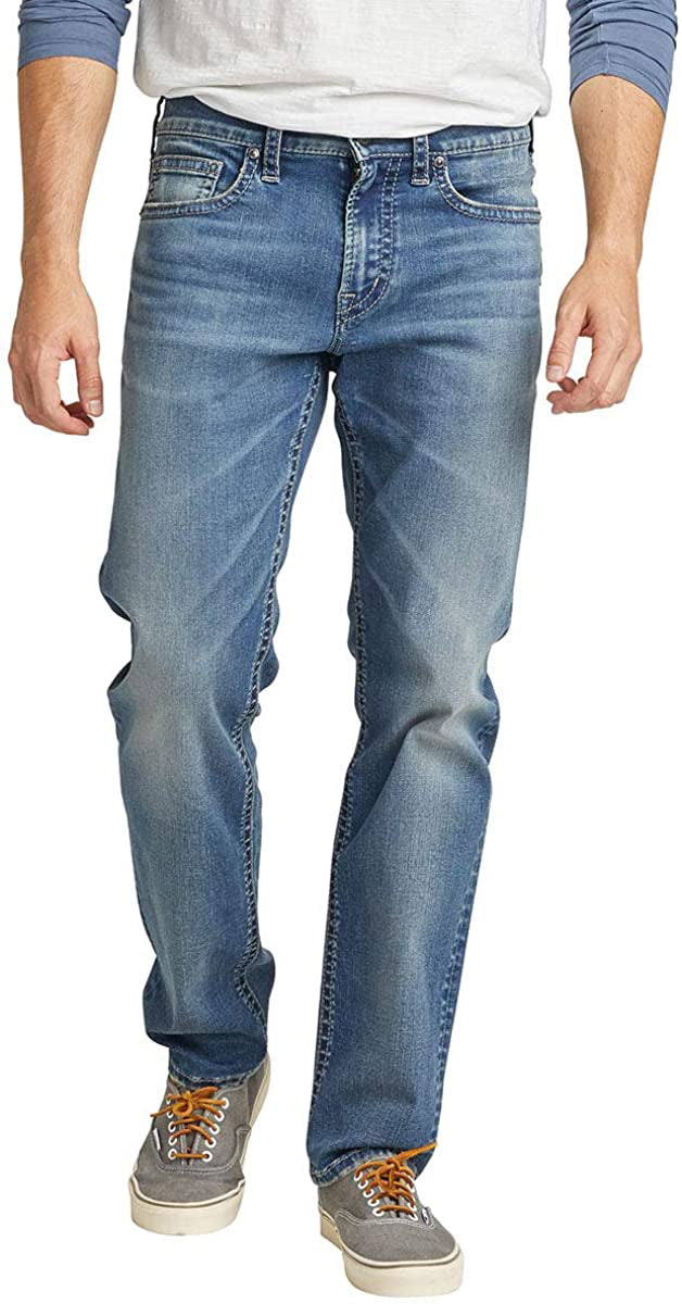 Men's Silver Jeans Eddie Relaxed Fit Tapered Leg Jean in Dark Indigo Wash from the front