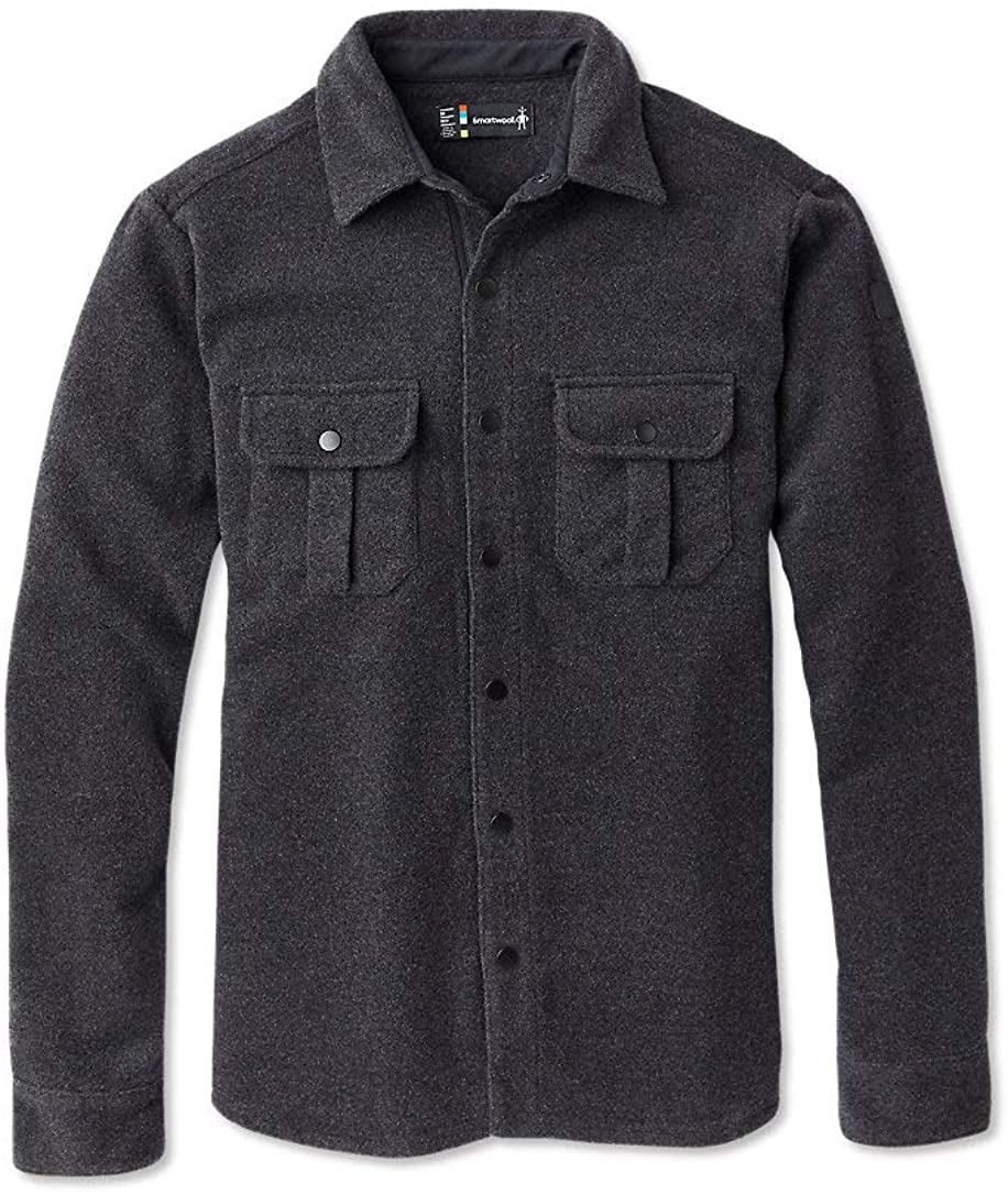 Men's Smartwool Anchor Line Shirt Jacket in Charcoal Heather view from the front