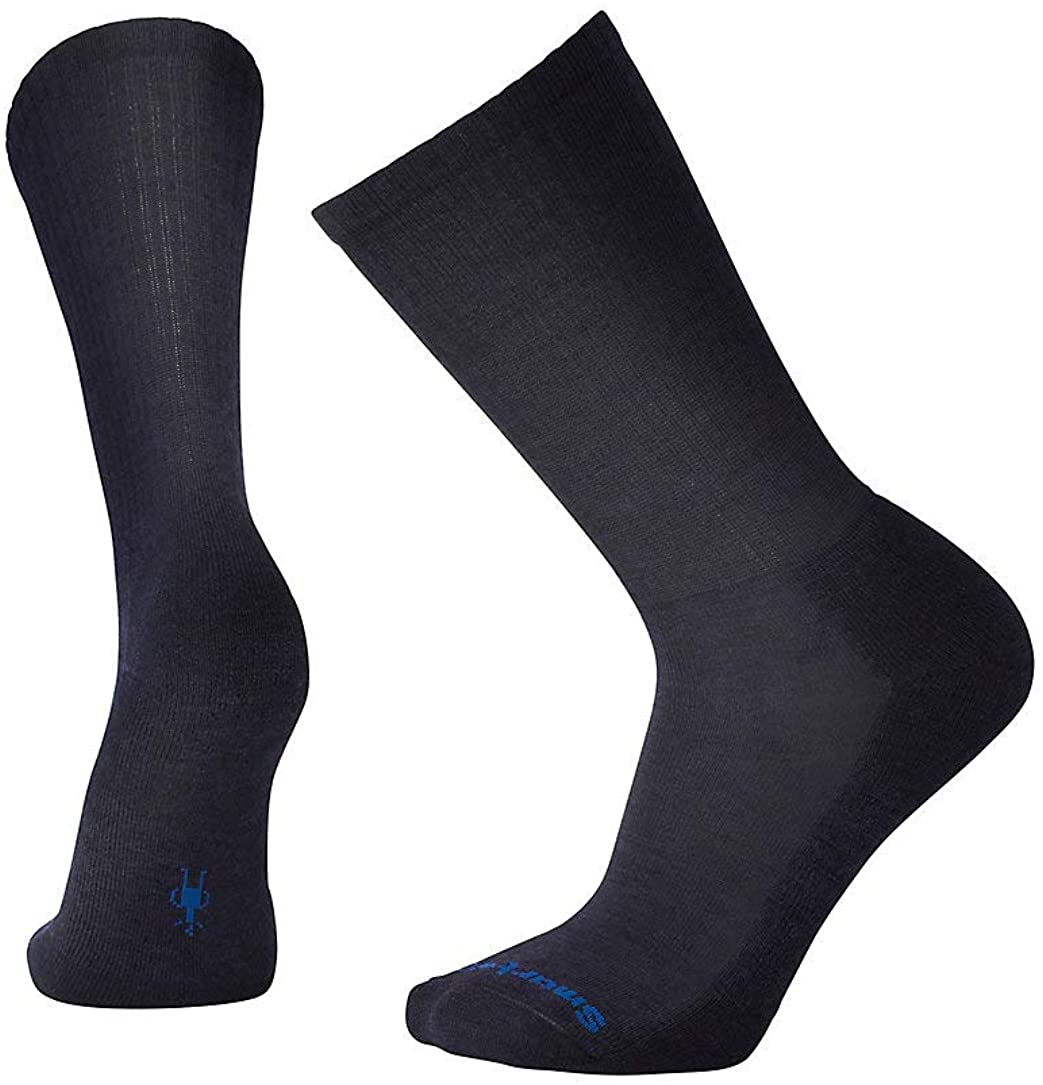 Men's Smartwool Heathered Rib Crew Sock in Deep Navy Heather from the side