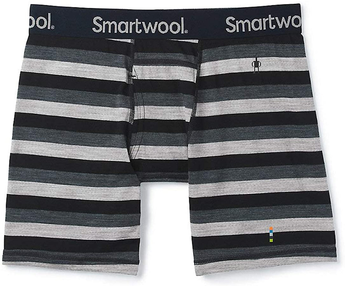 Men's Smartwool Merino 150 Boxer Brief in Iron Stripe from the side view