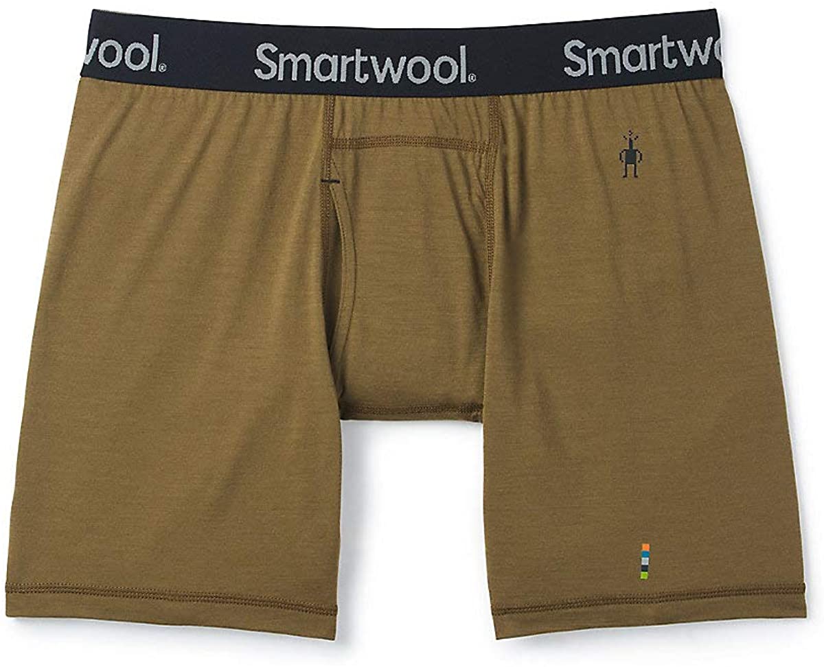 Men's Smartwool Merino 150 Boxer Brief in Military Olive from the side view