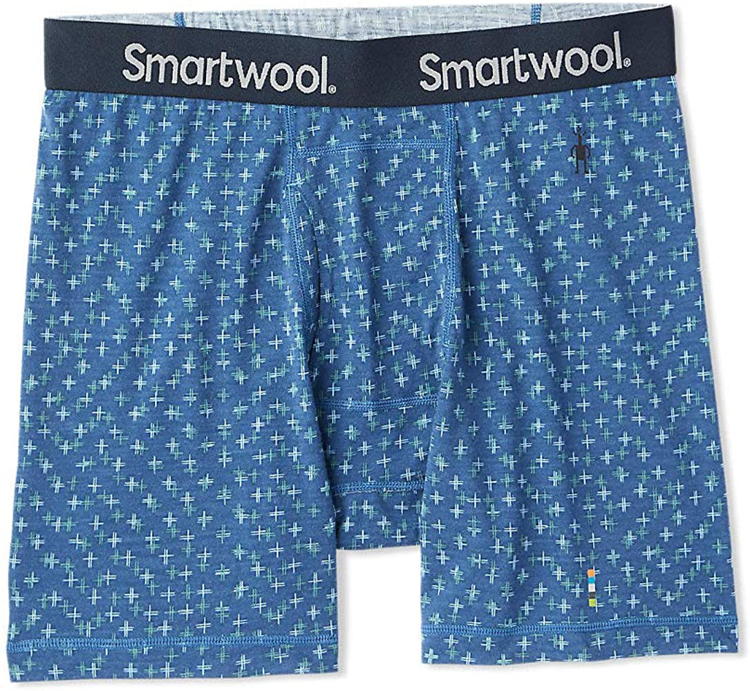 Men's Smartwool Merino 150 Print Boxer Brief in Alpine Blue Tick Stitch Print