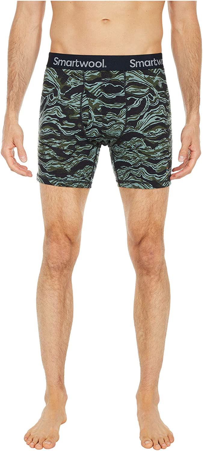Men's Smartwool Merino 150 Print Boxer Brief Boxed in Loden Geode Print view from the front