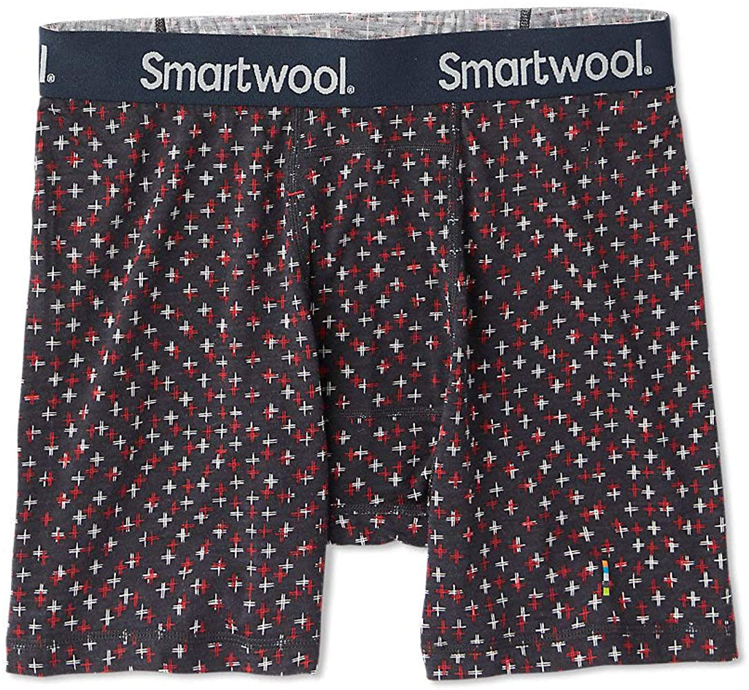 Men's Smartwool Merino 150 Print Boxer Brief in Charcoal Tick Stitch Print