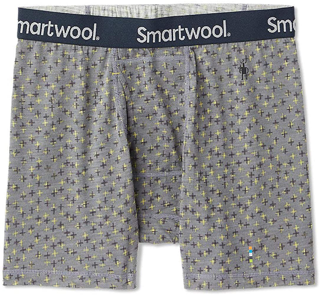 Men's Smartwool Merino 150 Print Boxer Brief in Medium Gray Tick Stitch Print