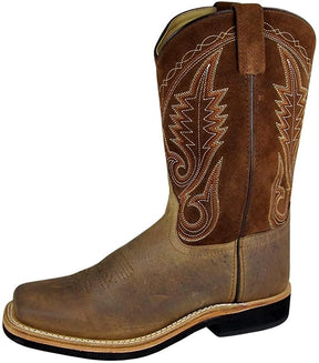 Men's Smoky Mountain Brown Distress Leather Square Toe Boot in Brown