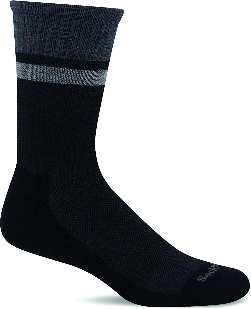 Sockwell Men's Foothold Crew Moderate Graduated Compression Sock in Black from the side