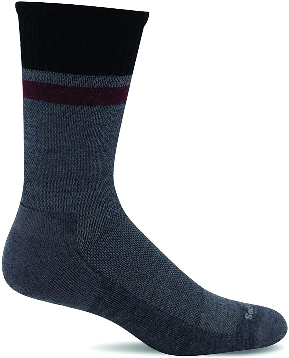 Sockwell Men's Foothold Crew Moderate Graduated Compression Sock in Charcoal from the side