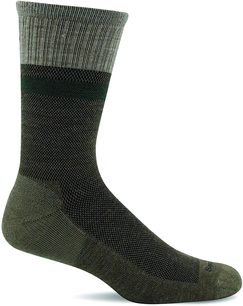 Sockwell Men's Foothold Crew Moderate Graduated Compression Sock in Khaki from the side