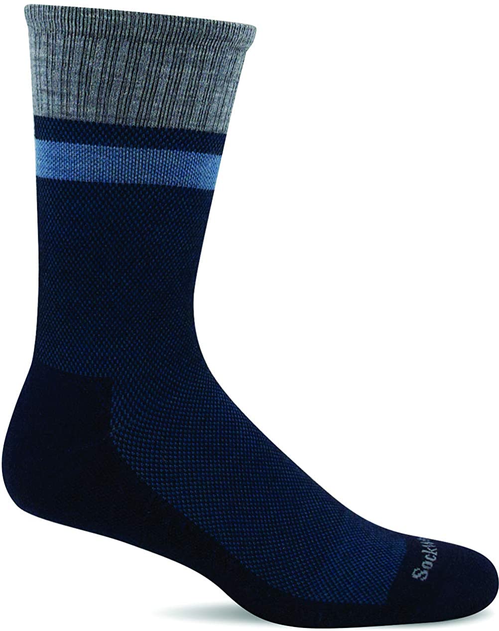 Sockwell Men's Foothold Crew Moderate Graduated Compression Sock in Navy from the side