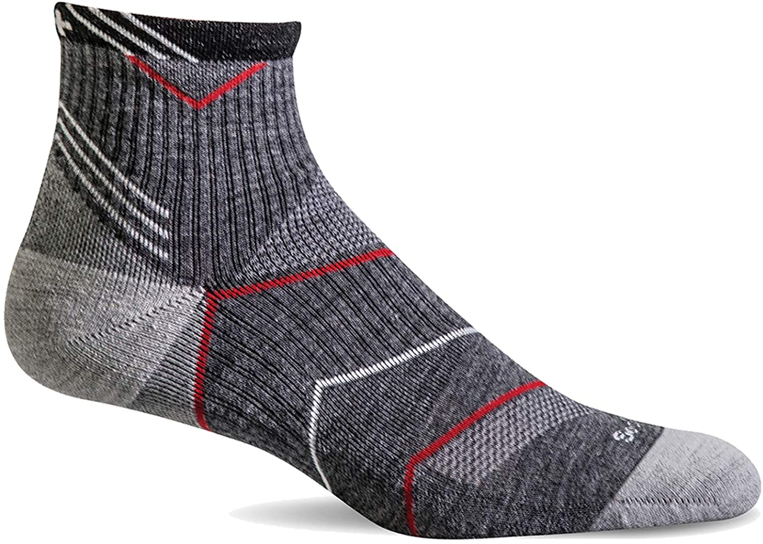 Sockwell Men's Incline Quarter Moderate Compression Sock in Charcoal from the side