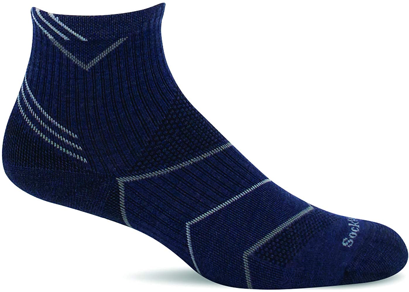 Sockwell Men's Incline Quarter Moderate Compression Sock in Denim from the side
