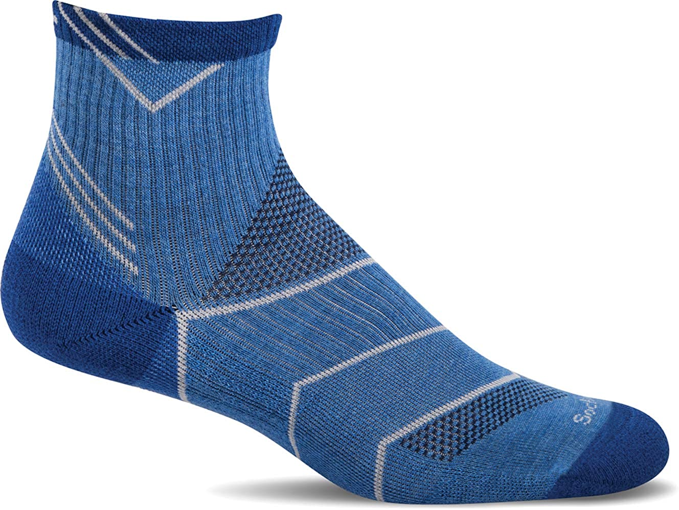 Sockwell Men's Incline Quarter Moderate Compression Sock in Ocean from the side