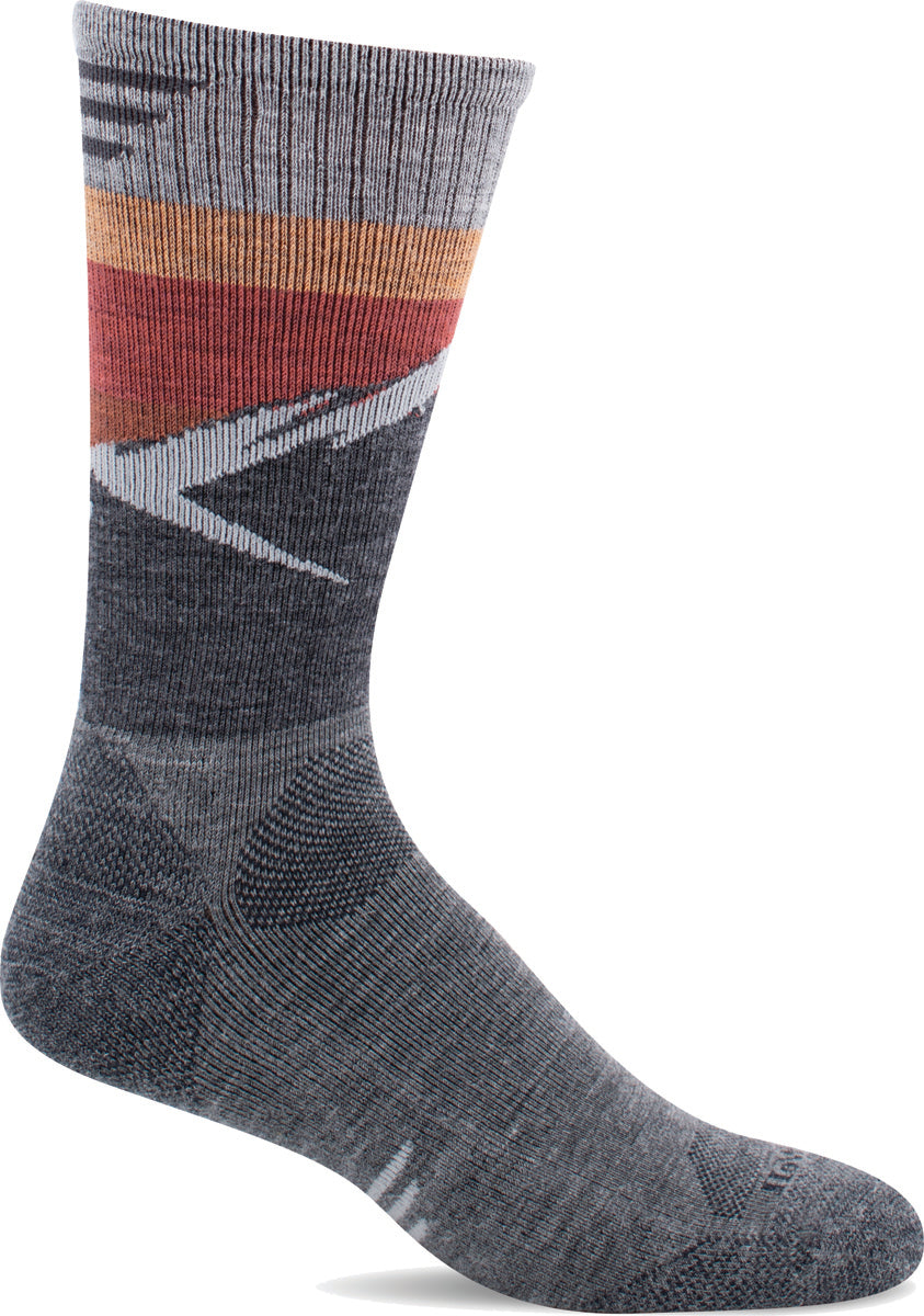 Men's Sockwell Modern Mountain Crew Moderate Compression Sock in Grey from the front view