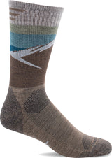 Men's Sockwell Modern Mountain Crew Moderate Compression Sock in Khaki from the front view