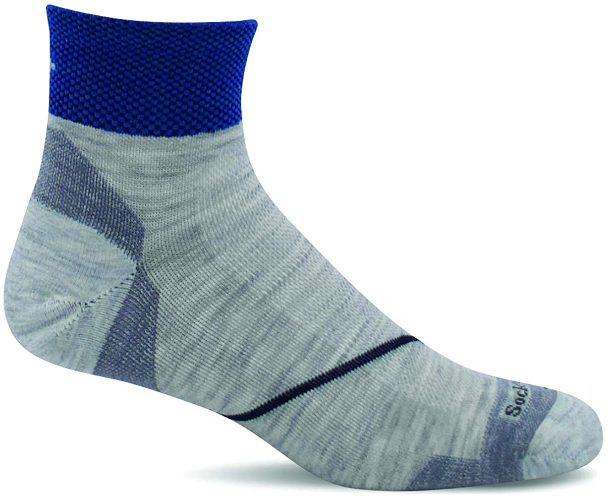 Sockwell Men's Pulse Quarter Firm Compression Sock in Ash from the side