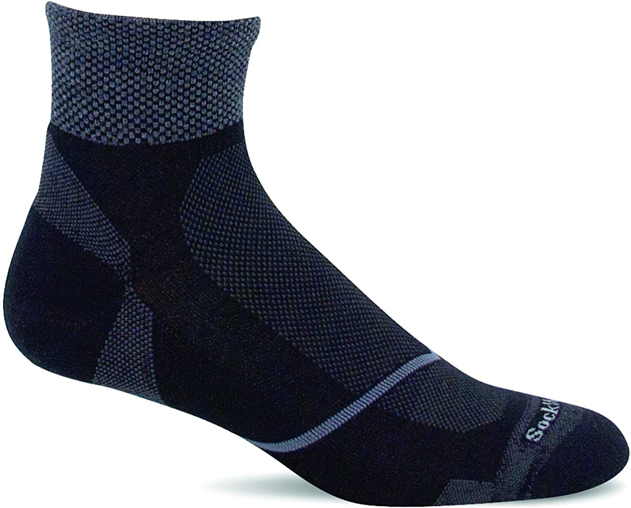 Sockwell Men's Pulse Quarter Firm Compression Sock in Black from the side