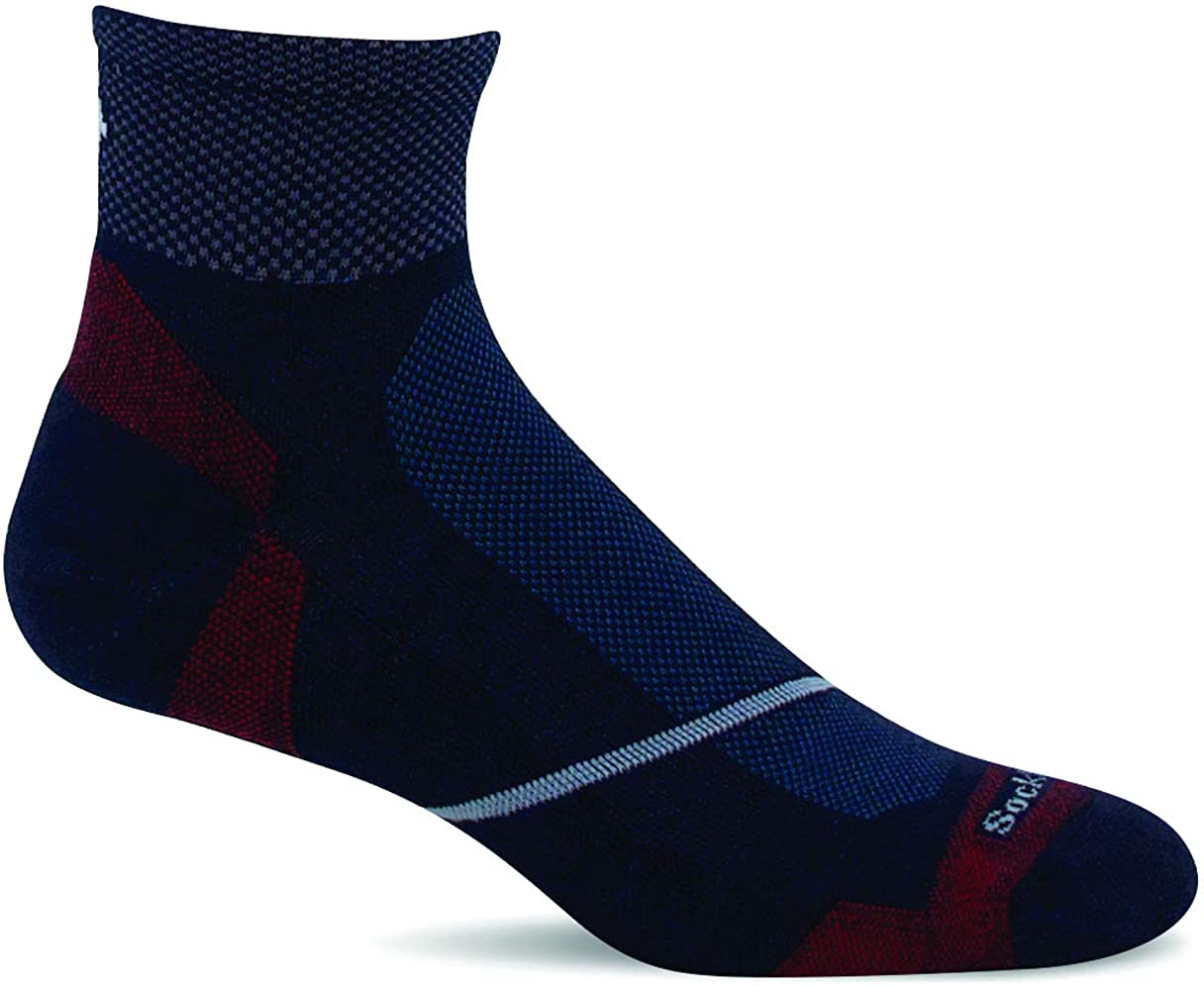 Sockwell Men's Pulse Quarter Firm Compression Sock in Navy from the side