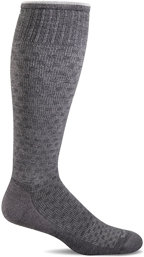 Sockwell Men's Shadow Box Moderate Graduated Compression Sock in Charcoal from the side