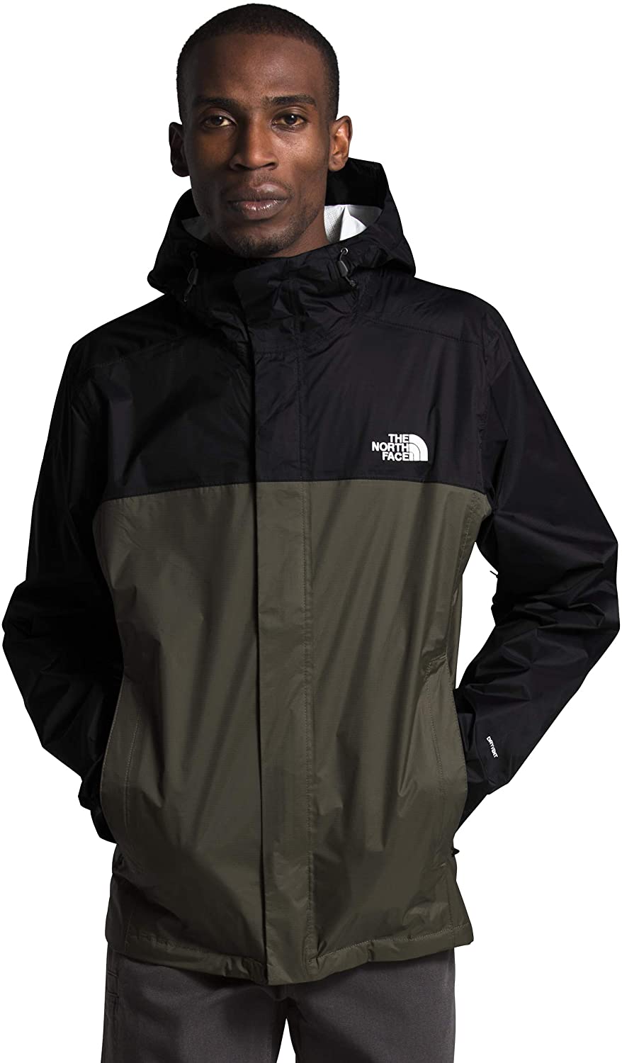 Men's The North Face Venture 2 Jacket in TNF Black/New Taupe Green from the front