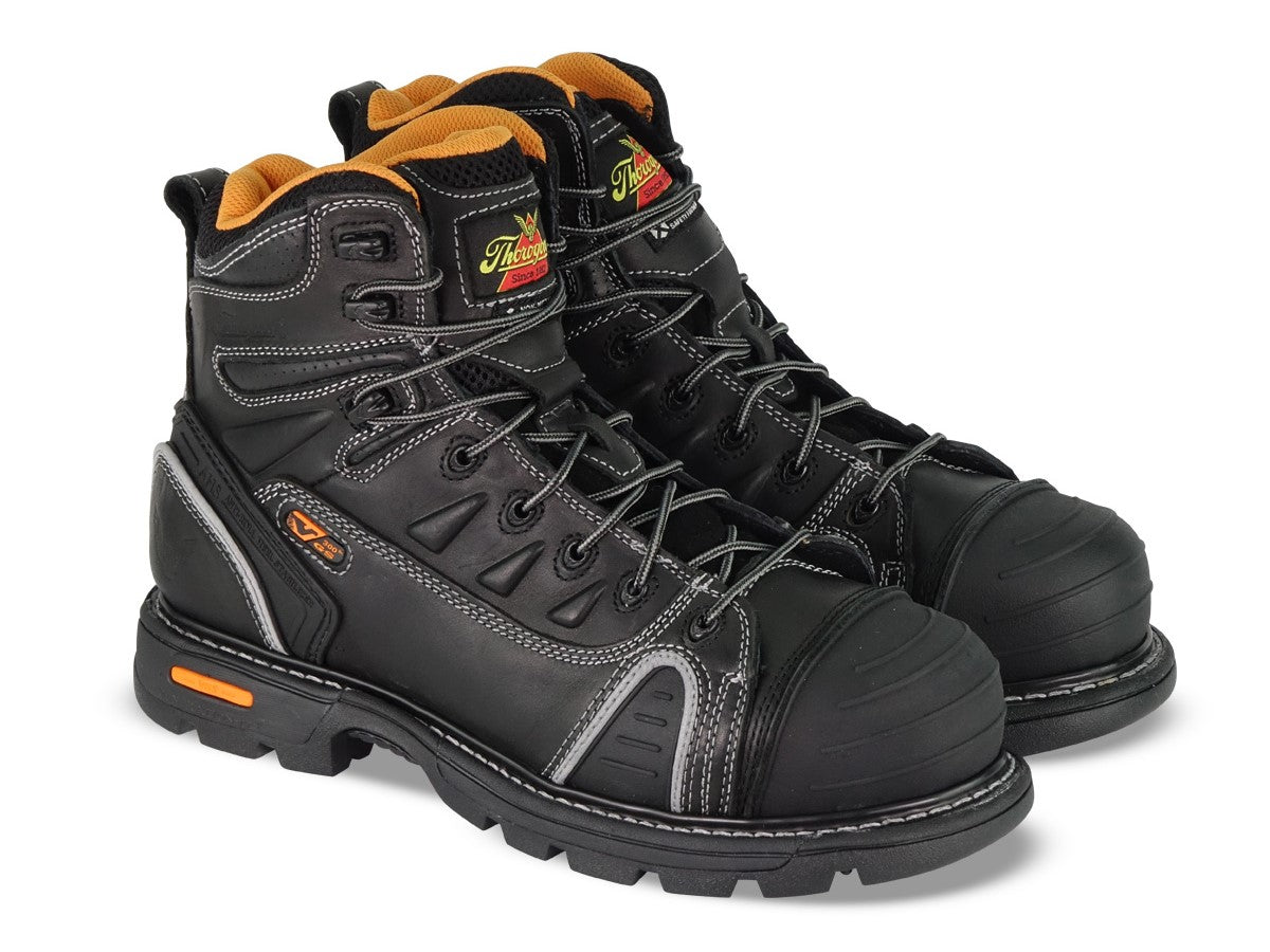 Thorogood Men's GEN-flex2® Series 6" Plain Lace-To-Toe Composite Safety Toe Work Boot in Black from the side