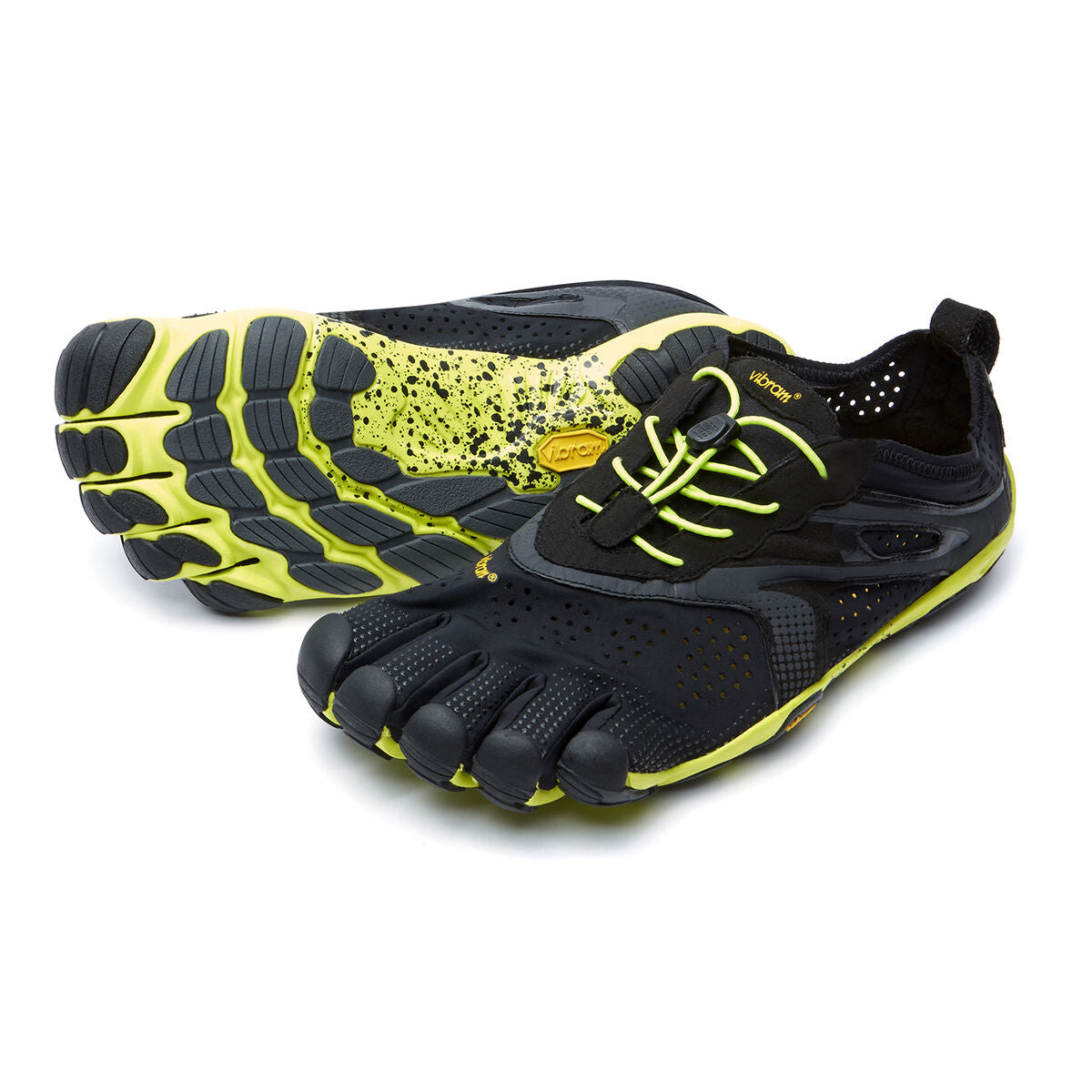Men's Vibram Five Fingers V-Run Running Shoe in Black/Yellow from the front