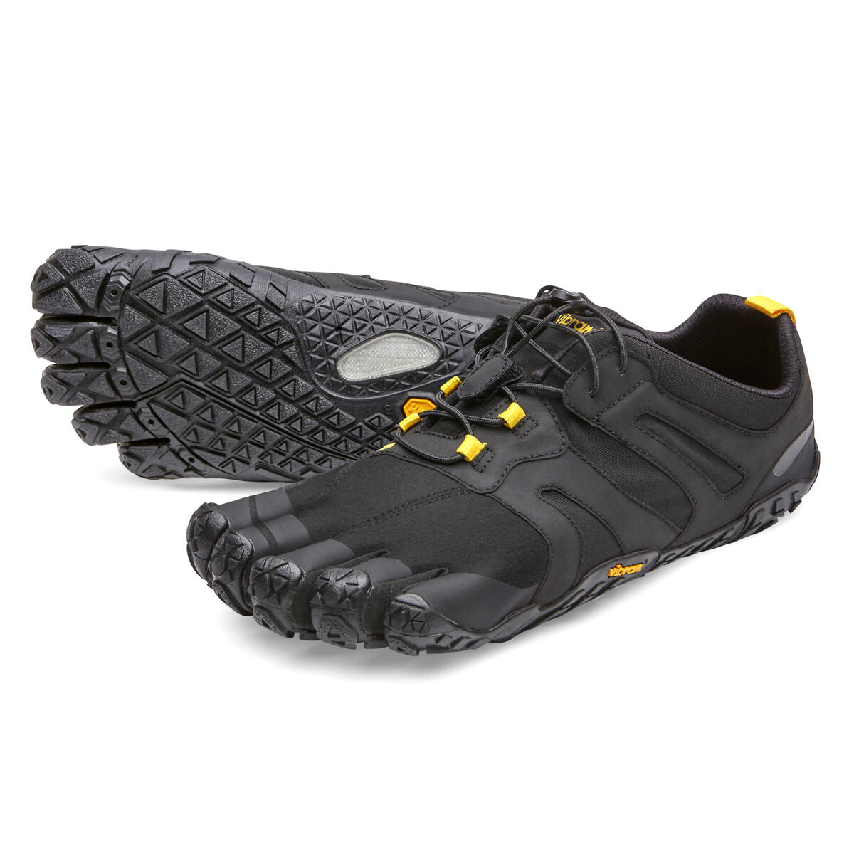 Men's Vibram Five Fingers V-Trail 2.0 Running Shoe in Black/Yellow from the front