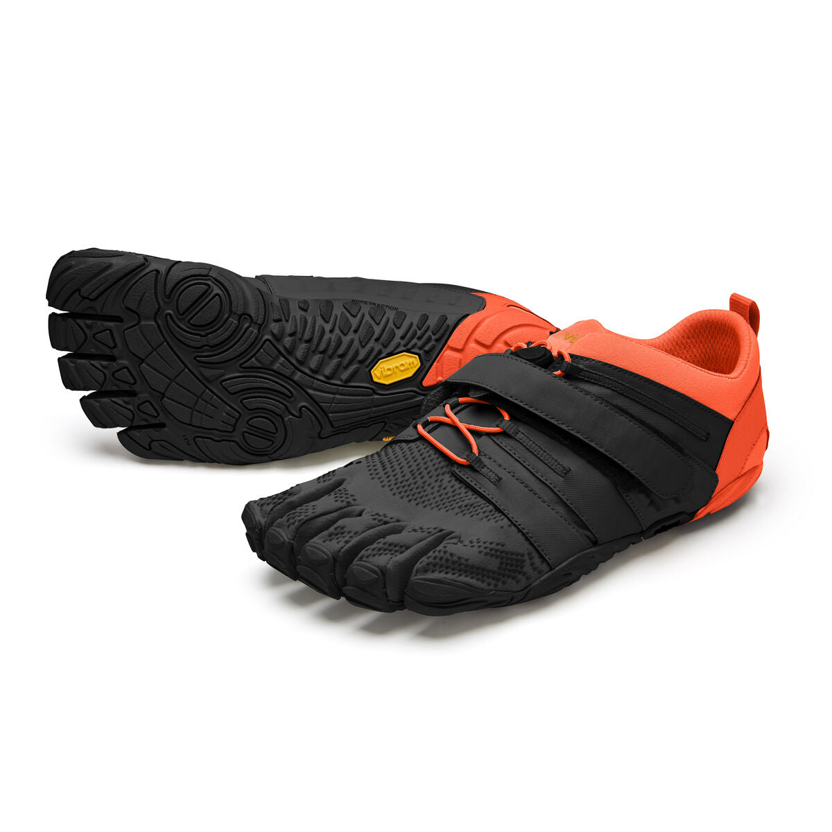 Men's Vibram Five Fingers V-Train 2.0 Fitness and Training Shoe in Black/Orange from the front