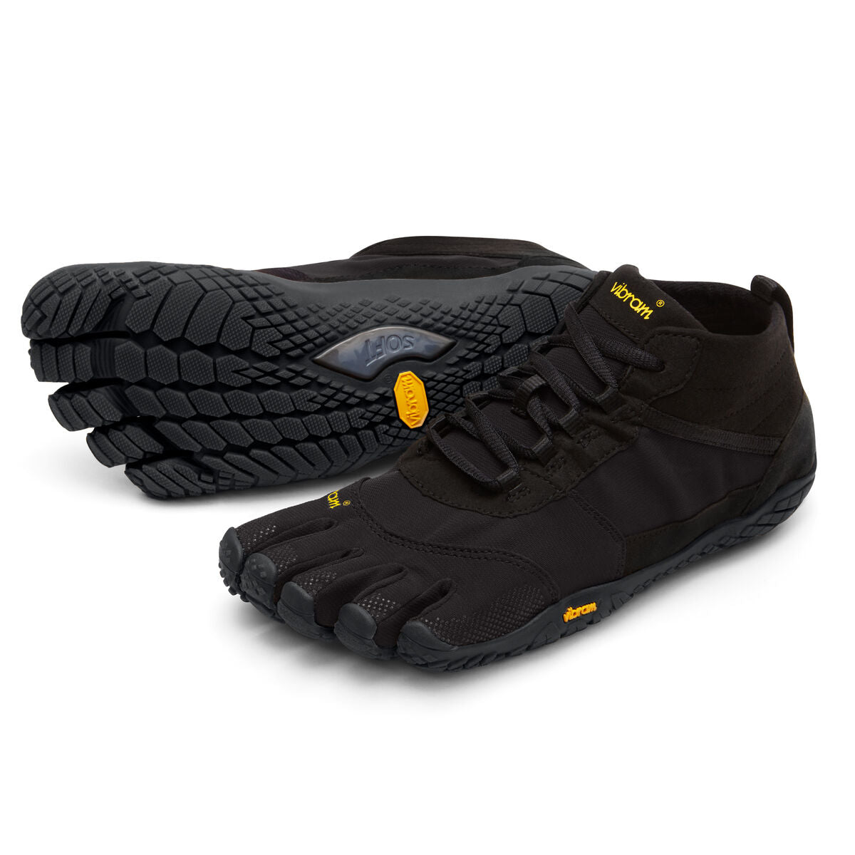 Men's Vibram Five Fingers V-Trek Hiking Shoe in Black/Black from the front