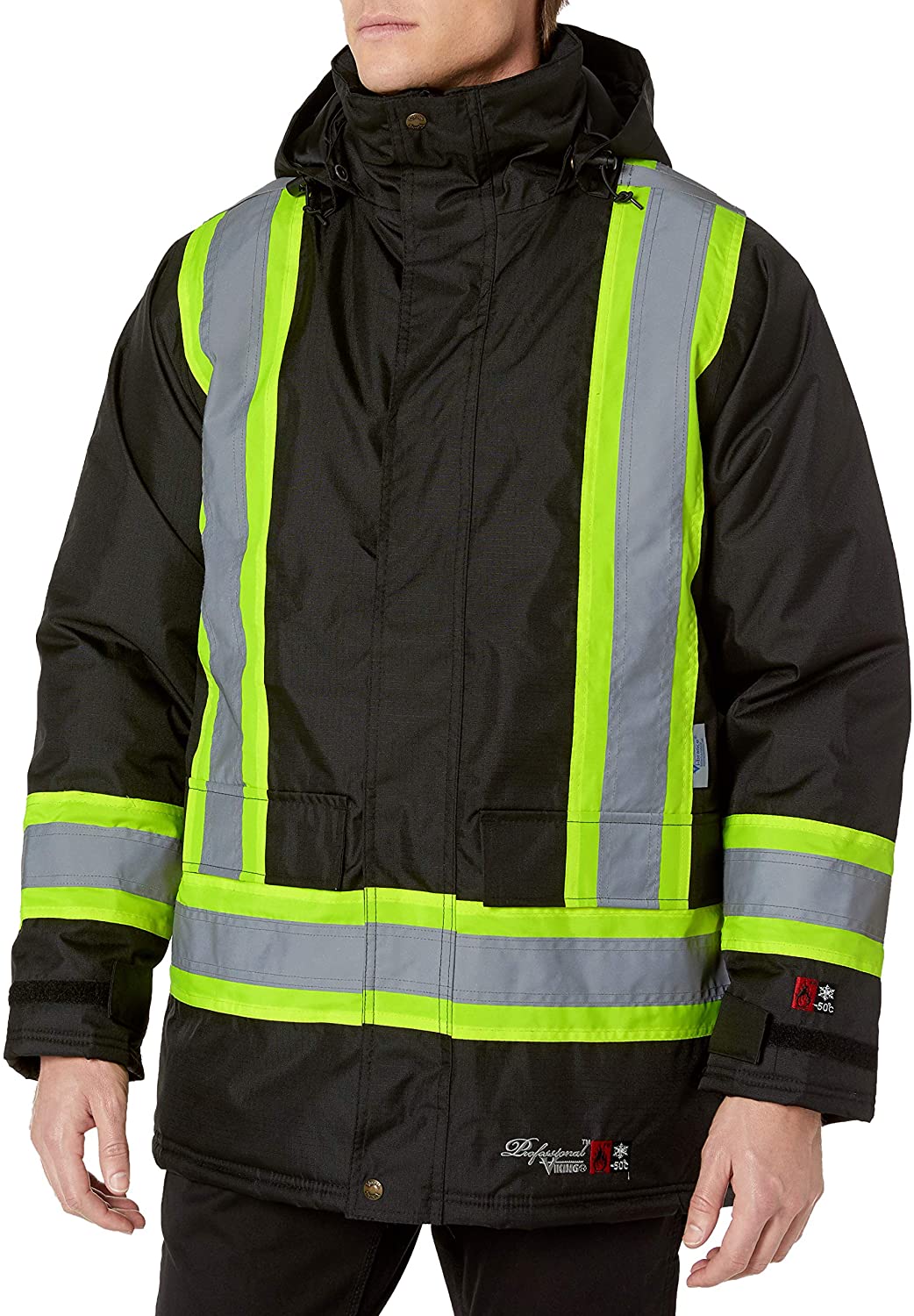 Men's Viking Freezer Insulated Journeyman 300D Flame Resistant Parka in Black from the front