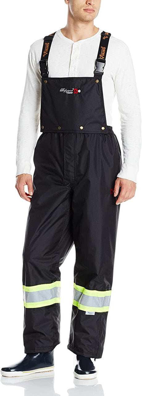 Men's Viking Insulated Journeyman 300D Flame Resistant Bib Pant in Black from the front