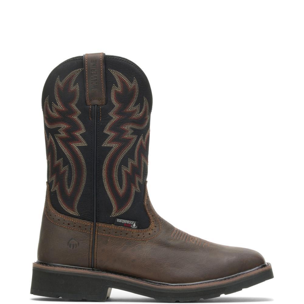 Wolverine Men's Rancher Waterproof Steel-Toe Wellington Boot in Black/Brown