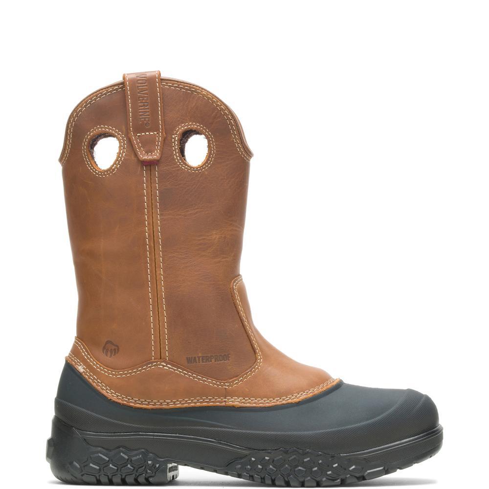 Wolverine Men's Swampmonster Waterproof Steel-Toe Wellington Work Boot in Tan